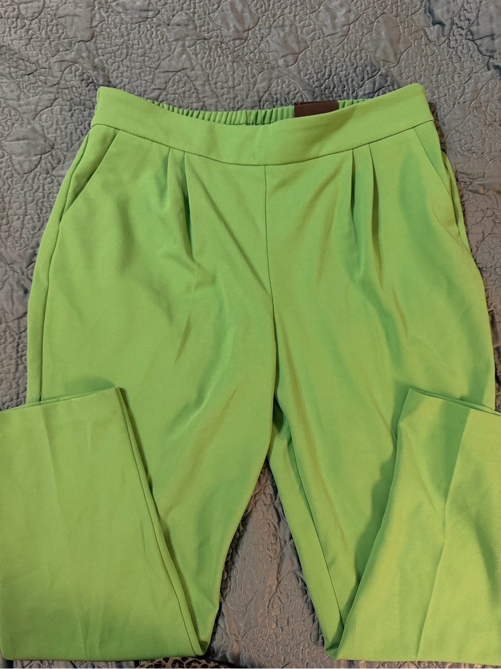 Versona Lime Green Pull-On Straight Trousers